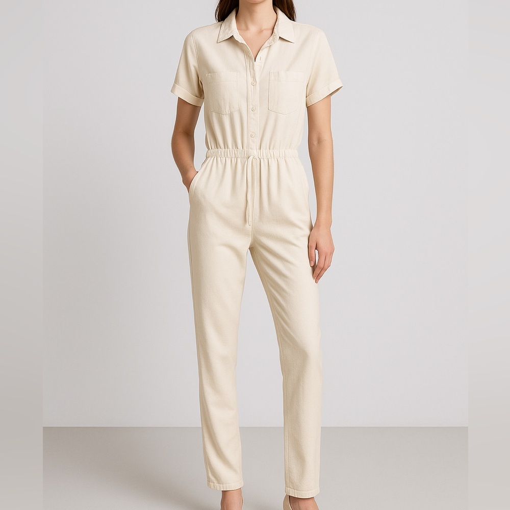 🆕🌾Japna Linen Cotton Blend Jumpsuit Size L Utility Style Minimalist Casual